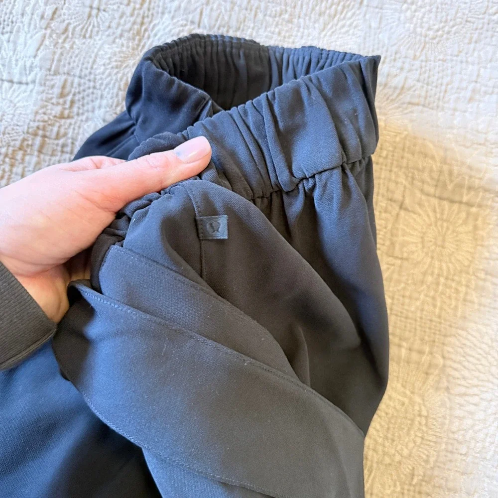 Lululemon Noir Pant Black Wide Leg Tie Waist High Rise Trousers Size 4‎